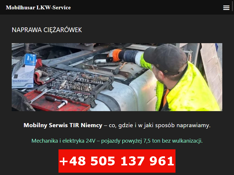 mobilny serwis TIR Niemcy