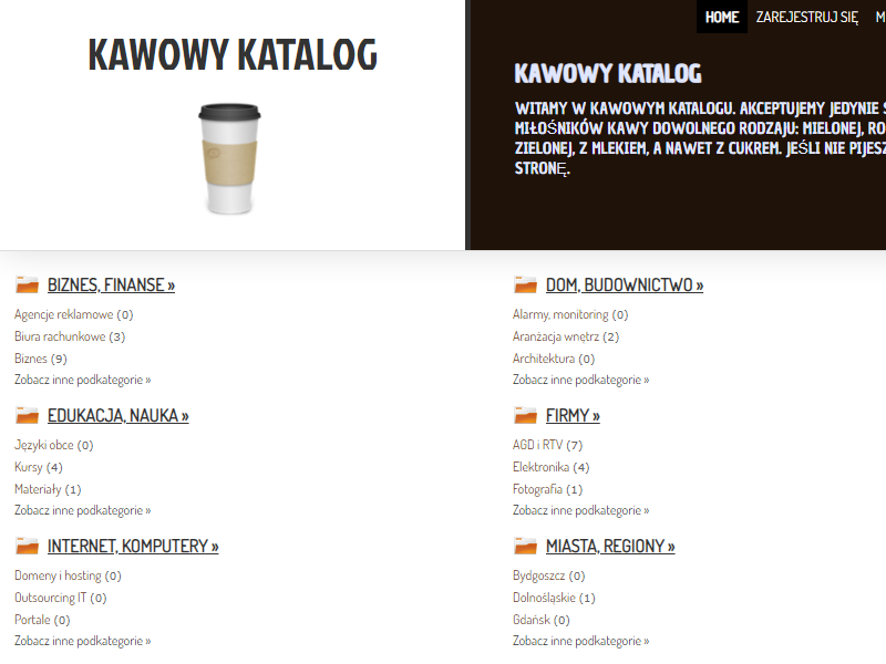 {Kawowy| Kawa Majster|Katalog|Strony internetowe)